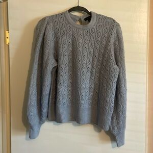 J.Crew periwinkle eyelet sweater with puff sleeve detail. Size XL. NWT